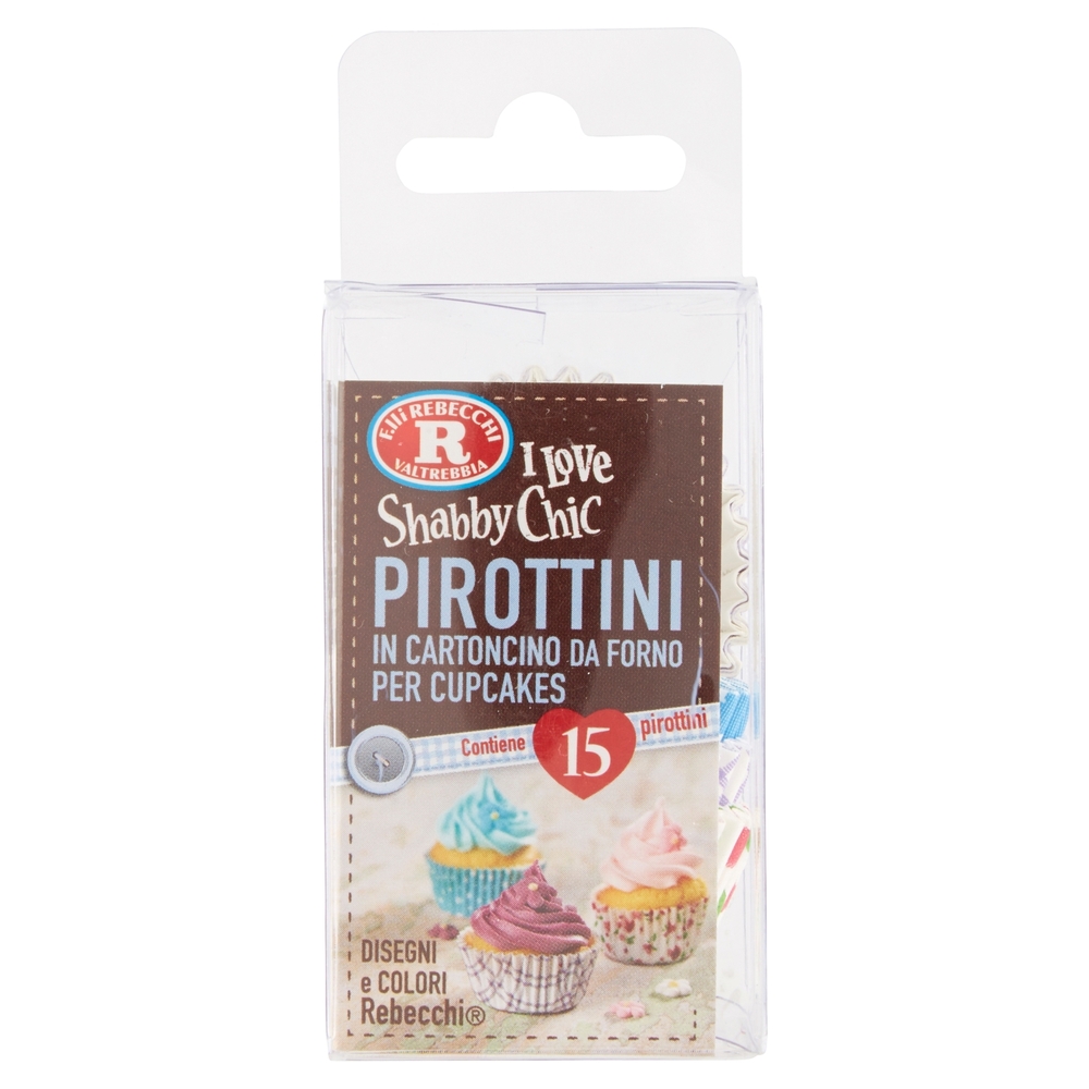 F.lli Rebecchi Valtrebbia I Love Shabby Chic Pirottini Cartoncino da Forno per Cupcakes ø 3 cm 15 pz