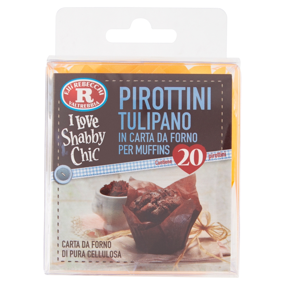 F.lli Rebecchi Valtrebbia I Love Shabby Chic Pirottini Tulipano in Carta da Forno per Muffins 20 pz