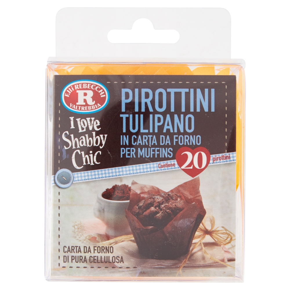 F.lli Rebecchi Valtrebbia I Love Shabby Chic Pirottini Tulipano in Carta da Forno per Muffins 20 pz