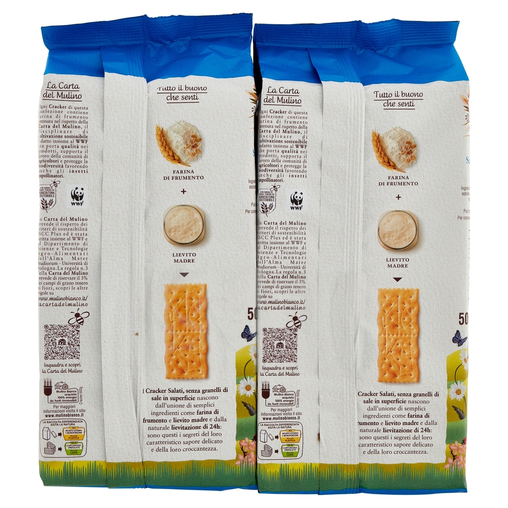 Mulino Bianco Cracker Salati Senza Granelli di Sale in Superficie Bipacco 2x500g