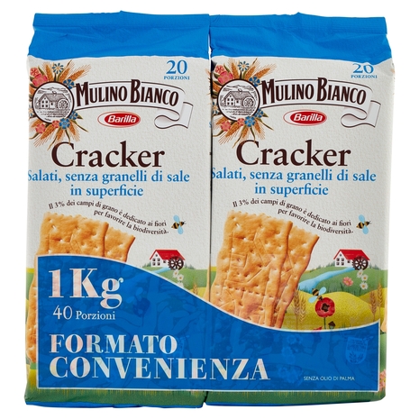 Mulino Bianco Cracker Salati Senza Granelli di Sale in Superficie Bipacco 2x500g