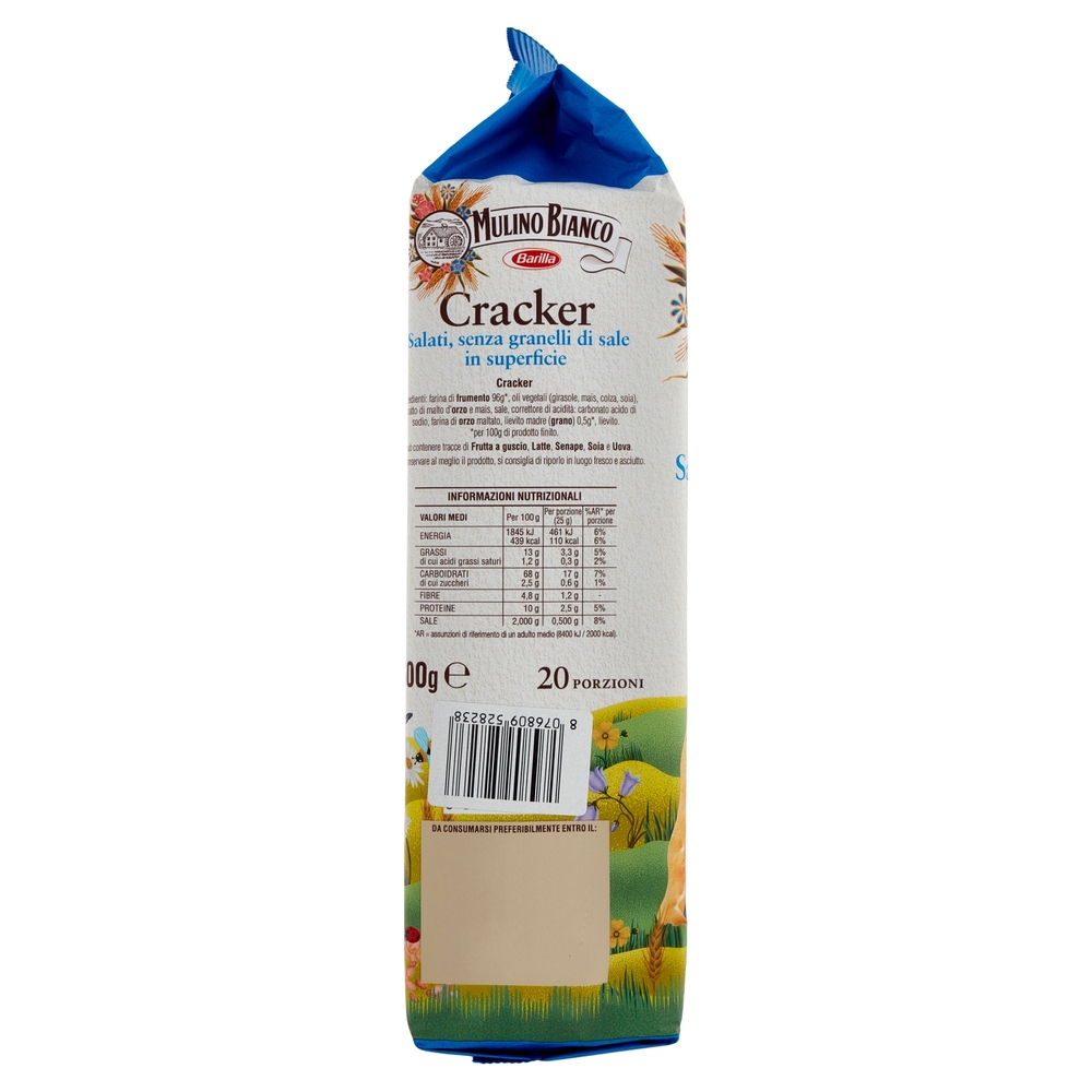 Mulino Bianco Cracker Salati Senza Granelli di Sale in Superficie Bipacco 2x500g