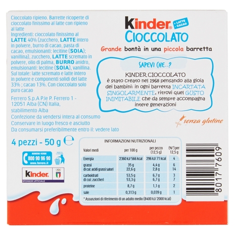 Kinder Cioccolato 4 x 12,5 g