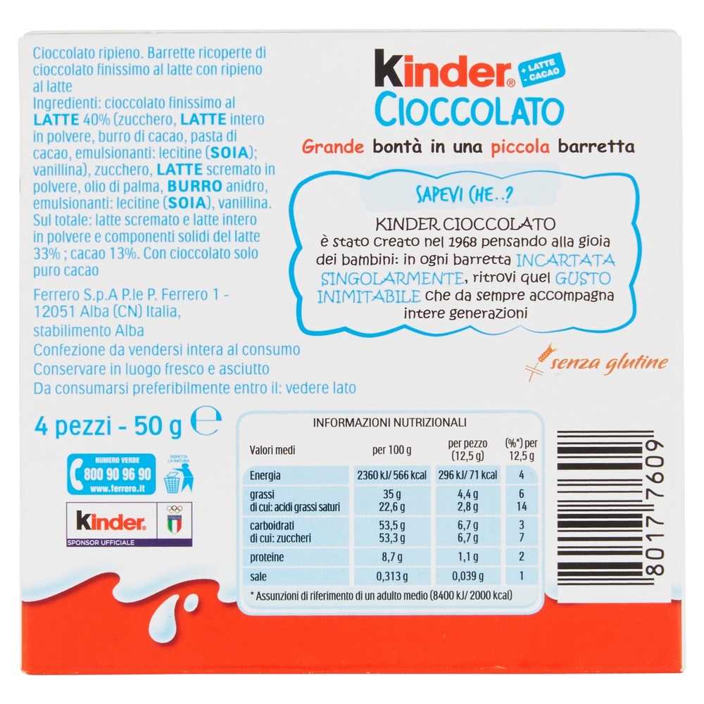 Kinder Cioccolato 4 x 12,5 g