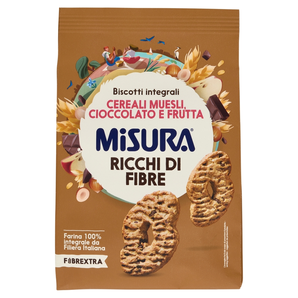 Misura Fibrextra Biscotti Muesli con Cereali, Cioccolato e Frutta 230 g