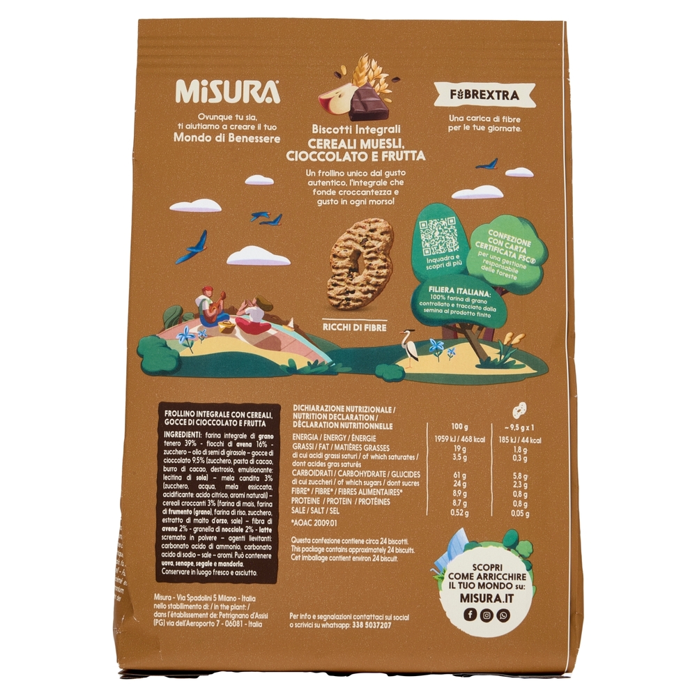 Misura Fibrextra Biscotti Muesli con Cereali, Cioccolato e Frutta 230 g