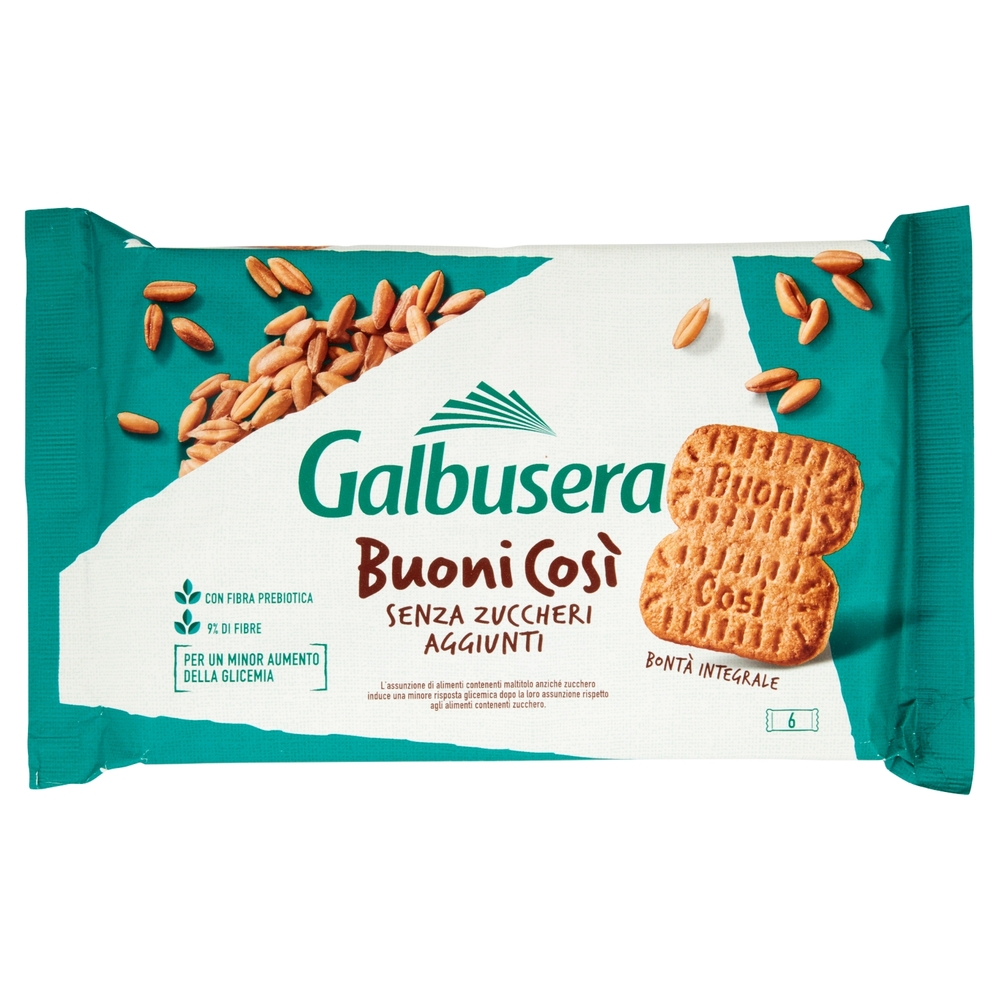Galbusera BuoniCosì Senza Zuccheri aggiunti con Latte Intero e 10% di Fibre 6 x 50 g
