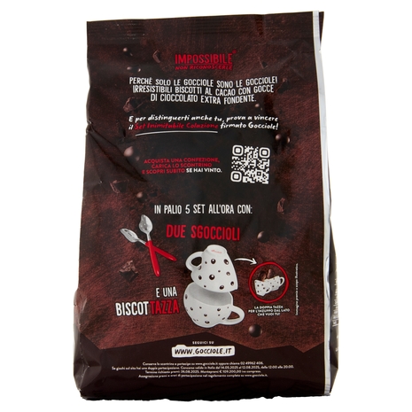 Pavesi Gocciole Extradark Biscotti con Gocce di Cioccolato Extra Fondente 400g