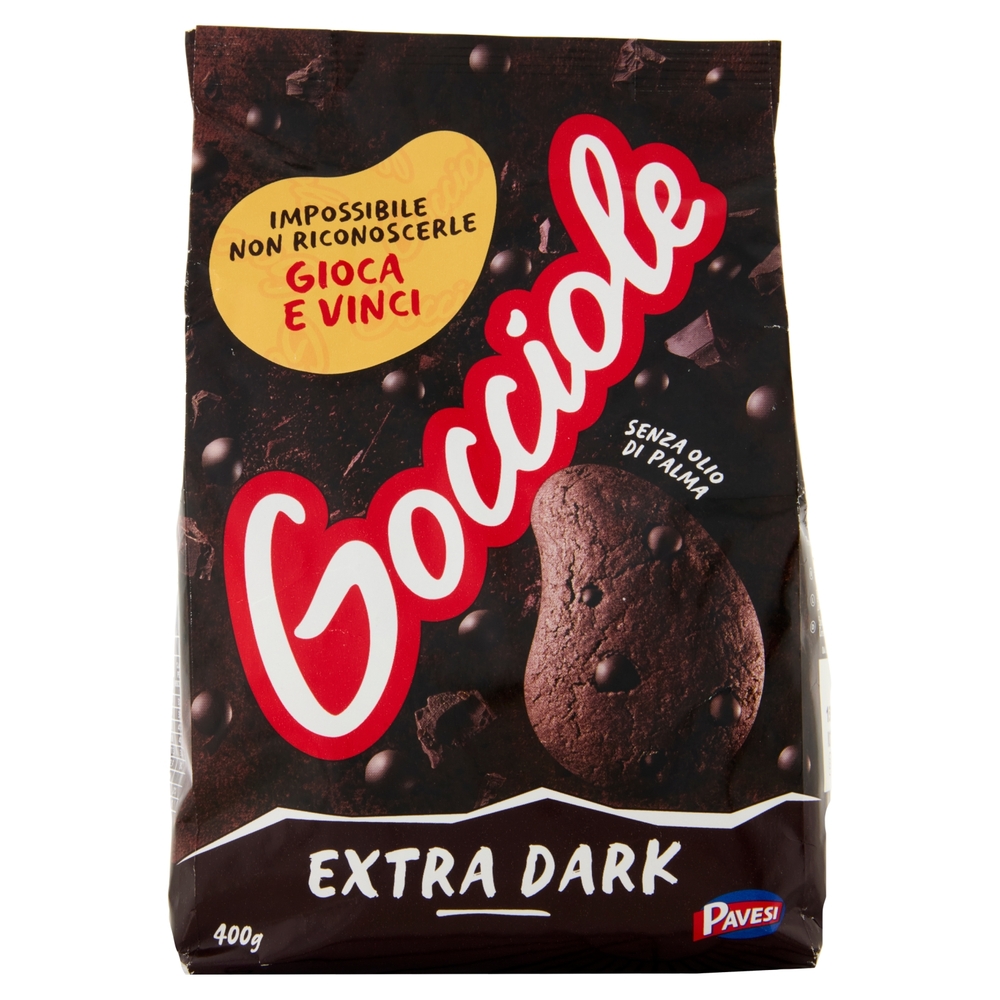 Pavesi Gocciole Extradark Biscotti con Gocce di Cioccolato Extra Fondente 400g