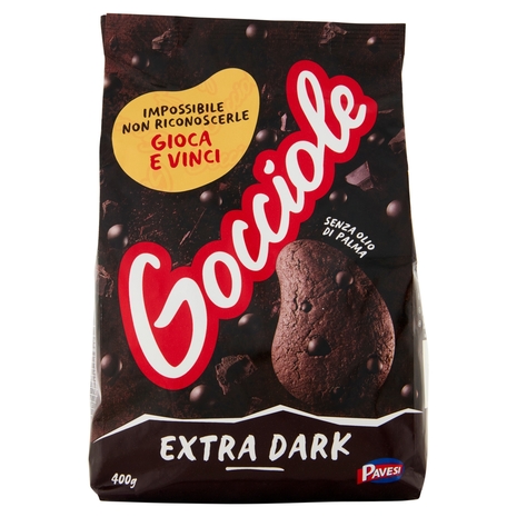 Pavesi Gocciole Extradark Biscotti con Gocce di Cioccolato Extra Fondente 400g