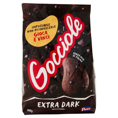 Pavesi Gocciole Extradark Biscotti con Gocce di Cioccolato Extra Fondente 400g