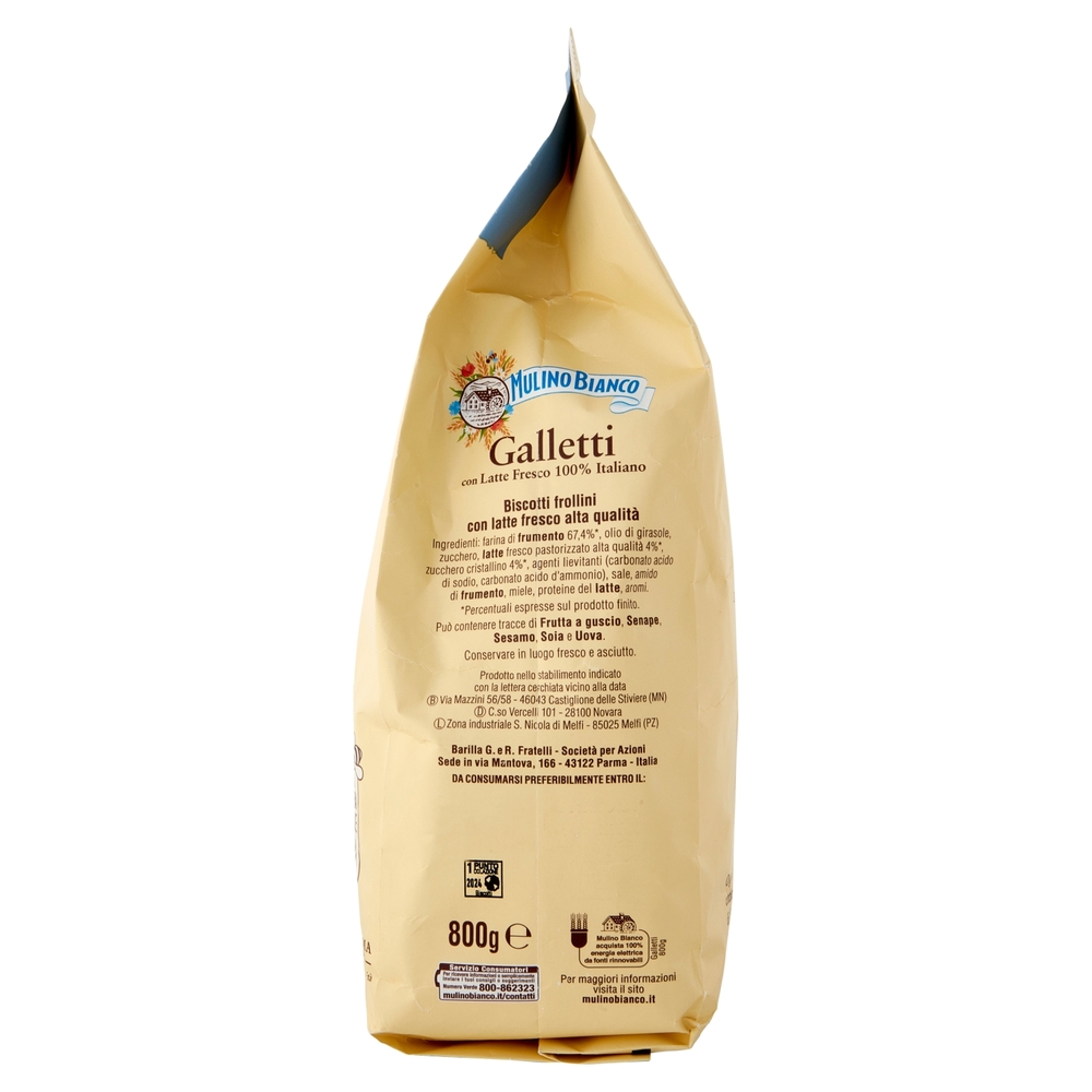Mulino Bianco Galletti Biscotti con Latte Fresco 100% Italiano 800g