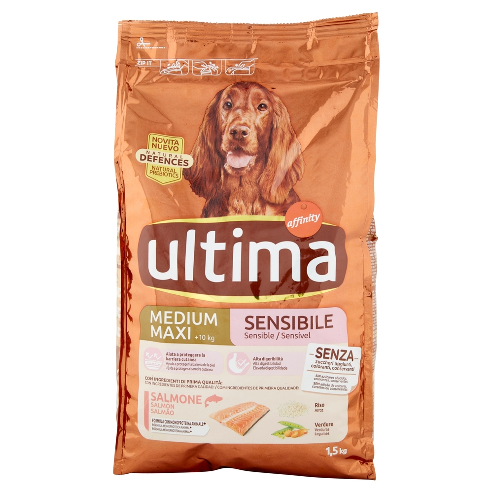 Ultima Dog Medium/Max +10 kg Sensibile Salmone 1,5 kg