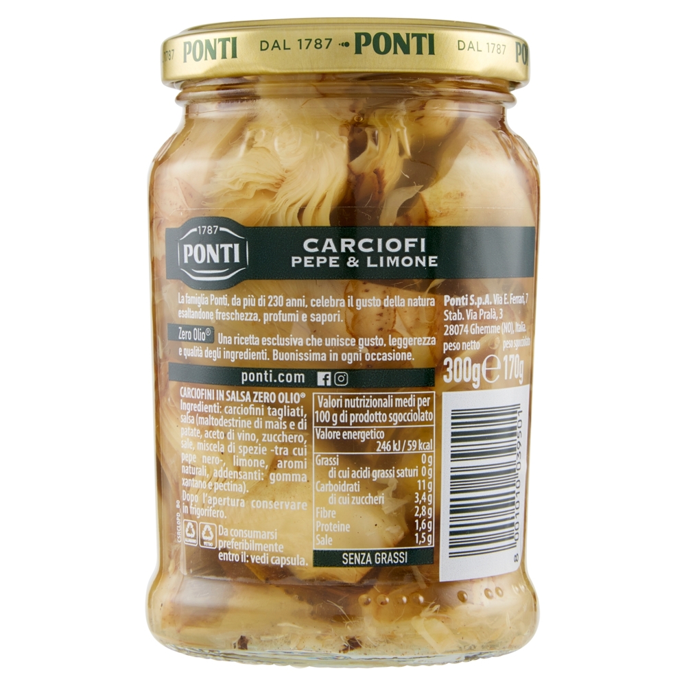 Ponti Zero Olio Carciofi Pepe & Limone 300 g
