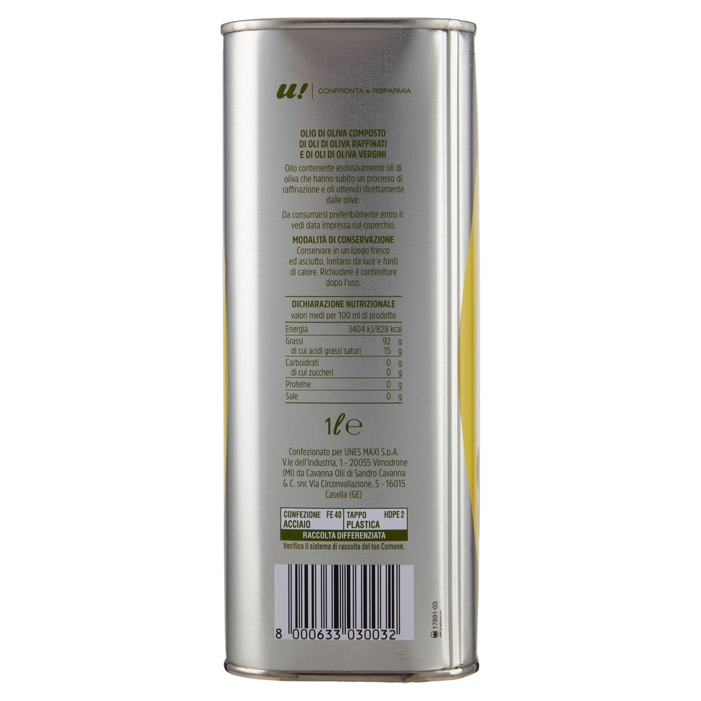 Olio di Oliva Composto di Oli di Oliva Raffinati e di Oli di Oliva Vergini U! Confronta e Risparmia