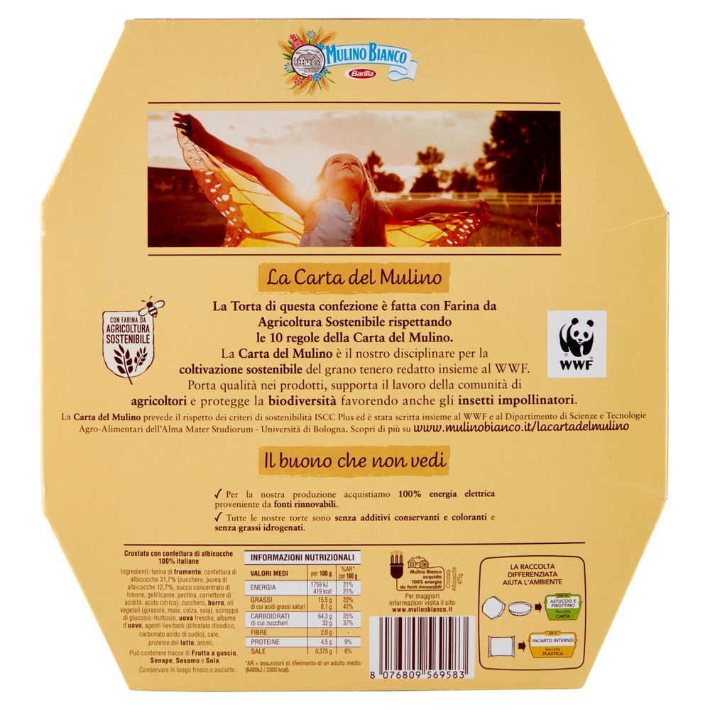 Mulino Bianco Crostata Albicocca con 100% Albicocche Italiane e Farina Sostenibile 475g