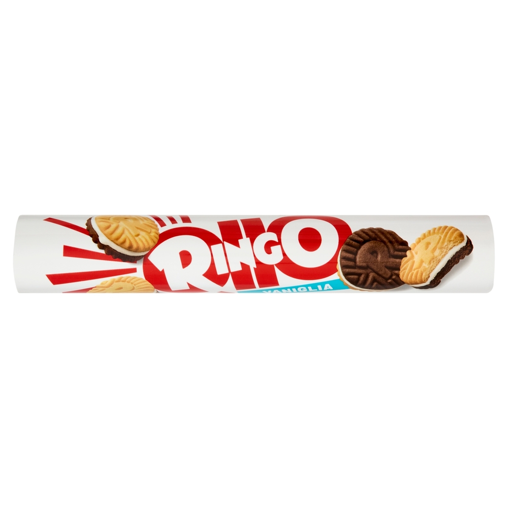 Ringo Vaniglia Biscotti Farciti con Crema Vaniglia Snack Merenda Tubo 165g
