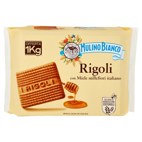 Mulino Bianco Rigoli Biscotti con Miele Millefiori Italiano 1Kg