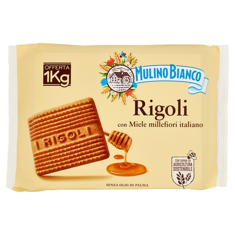 Mulino Bianco Rigoli Biscotti con Miele Millefiori Italiano 1Kg