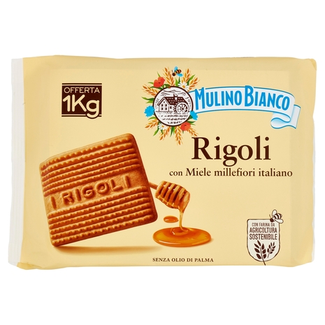 Mulino Bianco Rigoli Biscotti con Miele Millefiori Italiano 1Kg