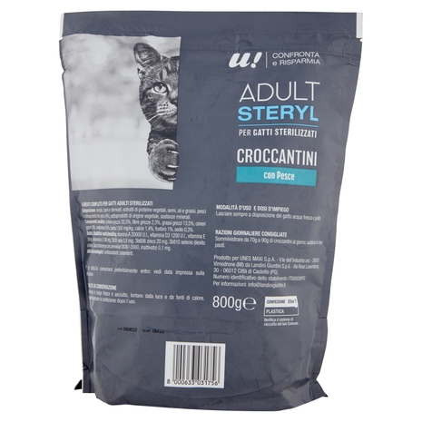 Croccantini Gatto Adulto Sterilizzato con Pesce U! Confronta e Risparmia