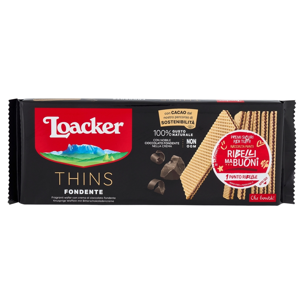 Loacker Thins Fondente Wafer con crema al Cioccolato wafers 150g