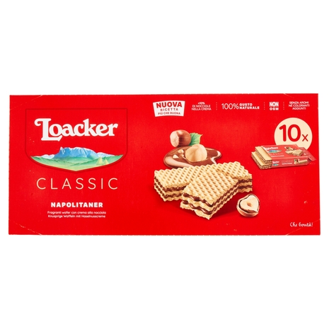 Loacker Wafer Classic Napolitaner con crema alle nocciole 100% italiane tostate wafers 45gx10