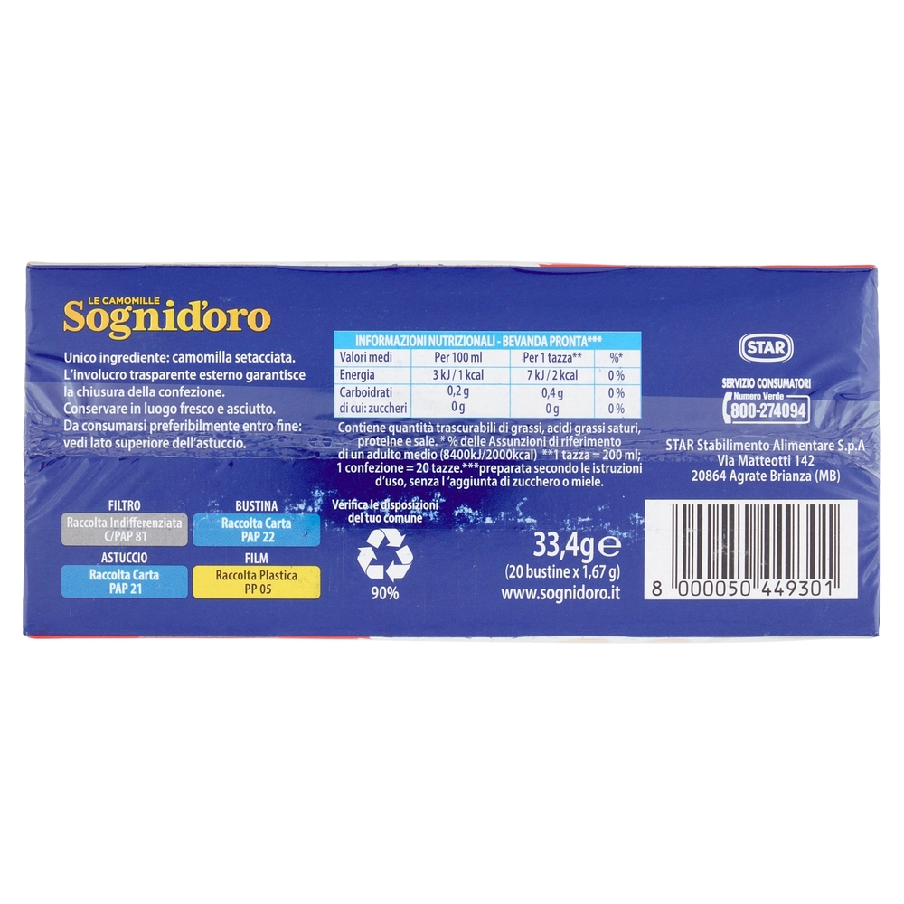 Sognid'oro le Camomille Setacciata bustine 20 x 1,67 g
