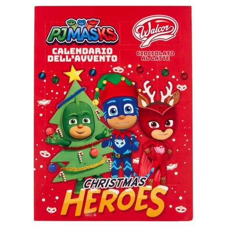 Walcor Calendario dell'Avvento Cioccolato al Latte Christmas Heroes PJ Masks 75 g