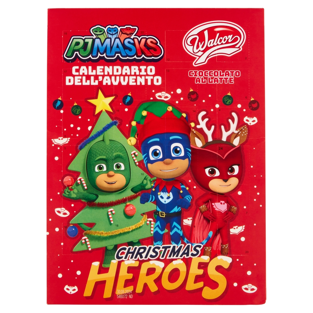 Walcor Calendario dell'Avvento Cioccolato al Latte Christmas Heroes PJ Masks 75 g