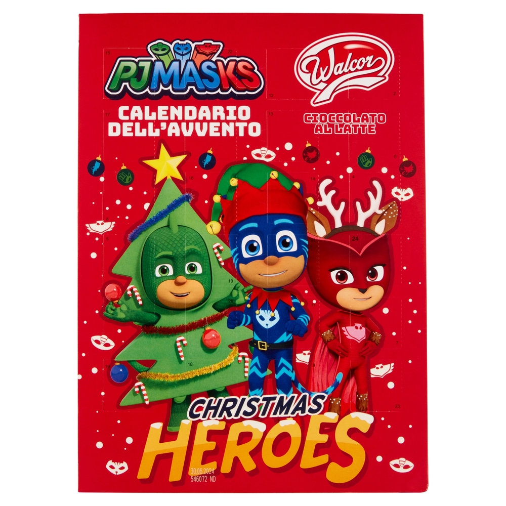 Walcor Calendario dell'Avvento Cioccolato al Latte Christmas Heroes PJ Masks 75 g