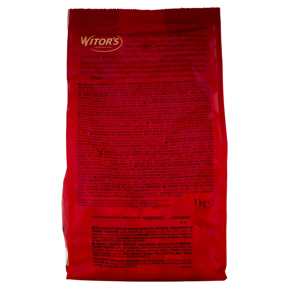 Witor's il Boero Originale Cioccolato Extra Fondente con Ciliegia e Liquore 1 kg