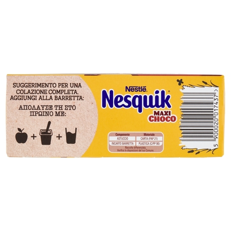 NESQUIK Maxi Choco Barrette di cereali con cioccolato al latte 6 snack da 25 g