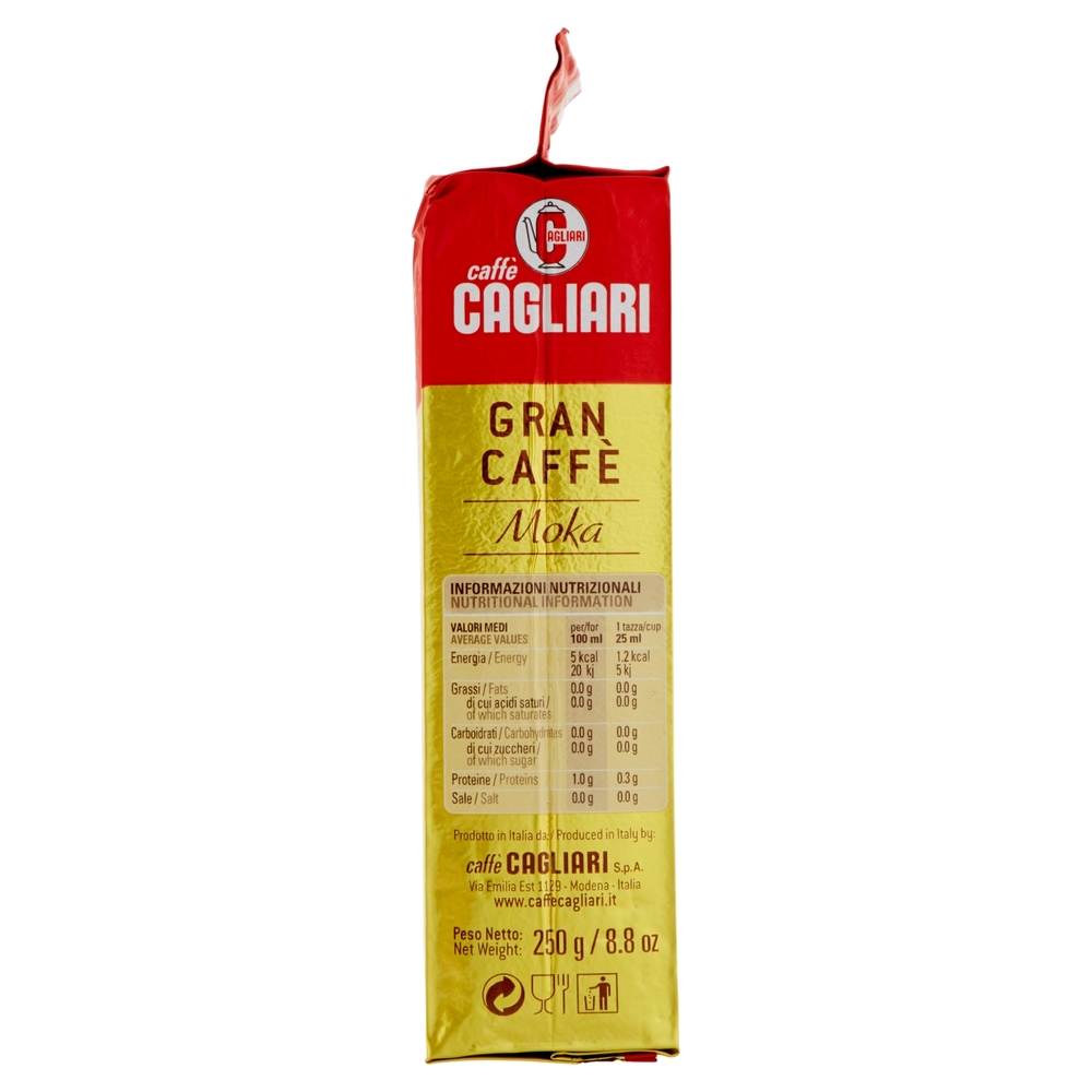 Caffè Cagliari Gran Caffè Macinato Moka Dolce con Note di Nocciola 250 g