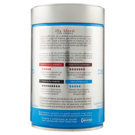 illy Decaffeinato Caffè Macinato Decaffeinato per Tutte le Preparazioni 250 g