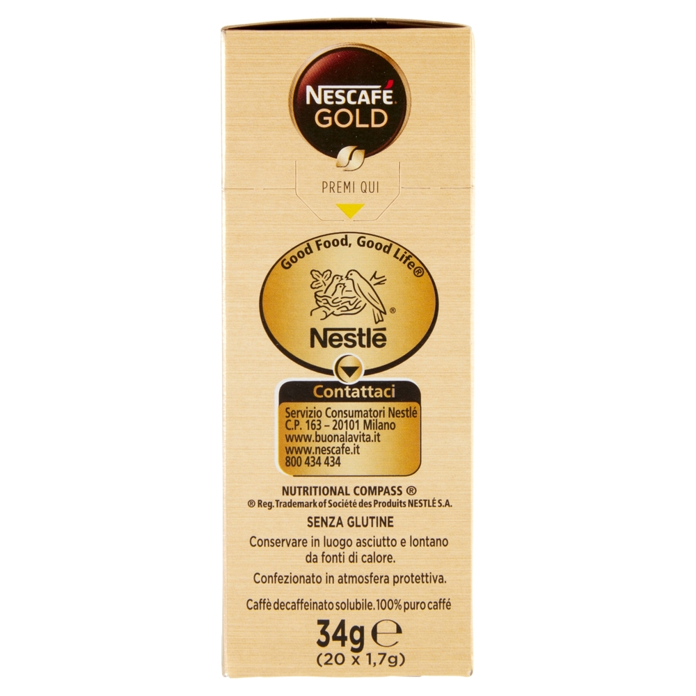 NESCAFÉ Gold Decaf Caffè Solubile Decaffeinato 20 Bustine da 1,7g