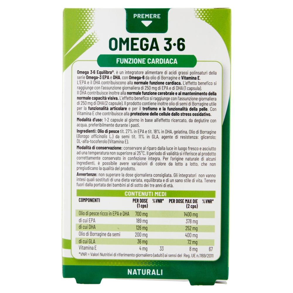 equilibra Omega 3-6 Funzione Cardiaca 32 Capsule 38,4 g