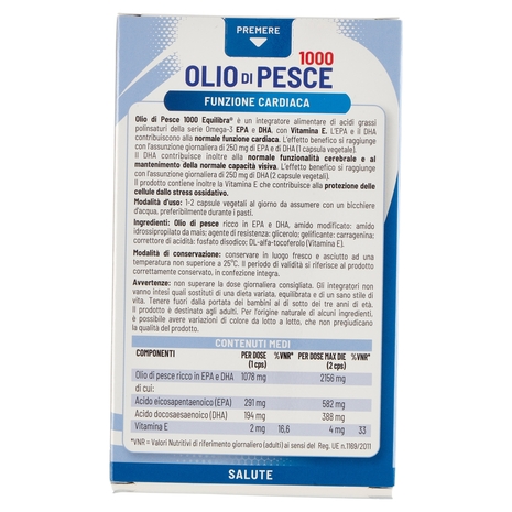 equilibra Olio di Pesce 1000 60 Capsule Vegetali 84,3 g