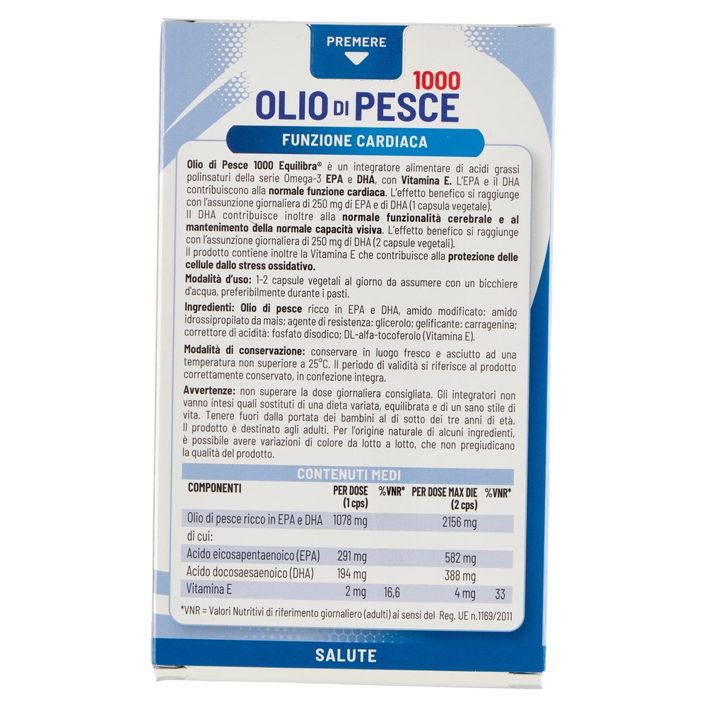 equilibra Olio di Pesce 1000 60 Capsule Vegetali 84,3 g