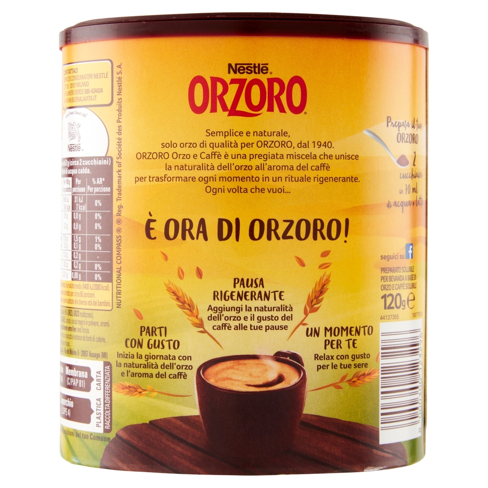NESTLÉ ORZORO Orzo e Caffè Solubile barattolo 120 g