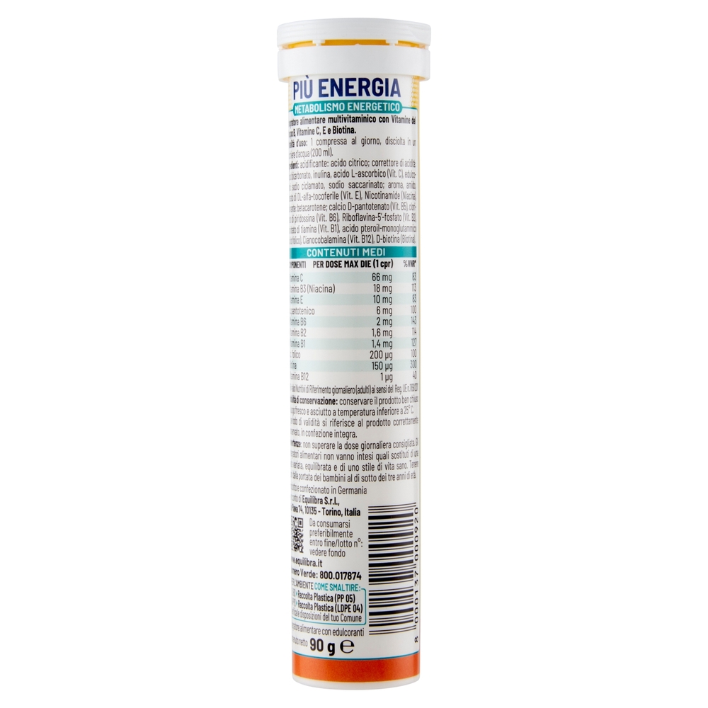 equilibra Più Energia Metabolismo Energetico 20 Compresse Effervescenti 90 g