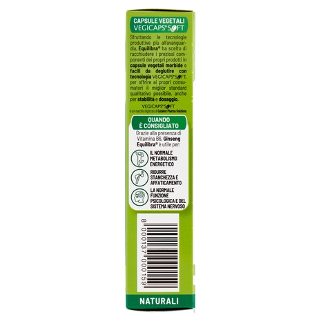 equilibra Ginseng Tono ed Energia 60 Capsule Vegetali Naturali 19,2 g