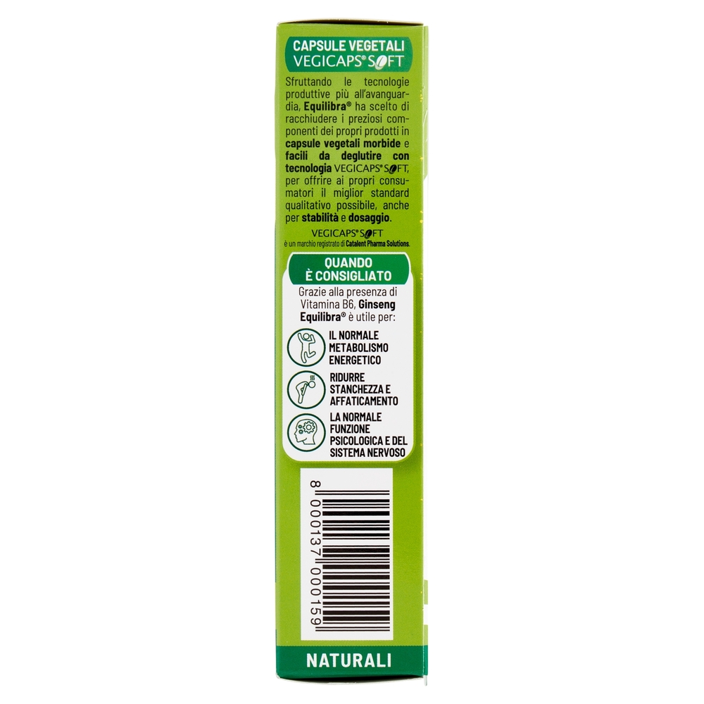 equilibra Ginseng Tono ed Energia 60 Capsule Vegetali Naturali 19,2 g