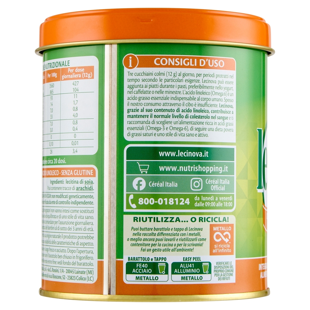 Céréal Lecinova, Integratore Alimentare per il controllo del Colesterolo, con Omega 6 - 250g