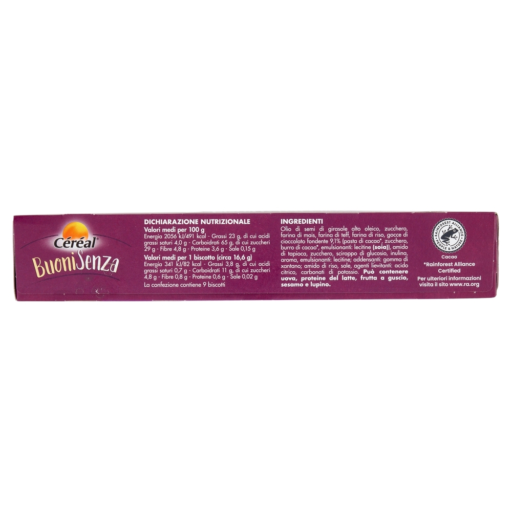 Céréal Buoni Senza Biscotti con Gocce di Cioccolato, Senza Glutine, Senza Lattosio - 3 x 50 g