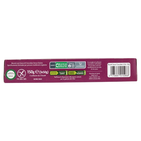 Céréal Buoni Senza Biscotti con Gocce di Cioccolato, Senza Glutine, Senza Lattosio - 3 x 50 g