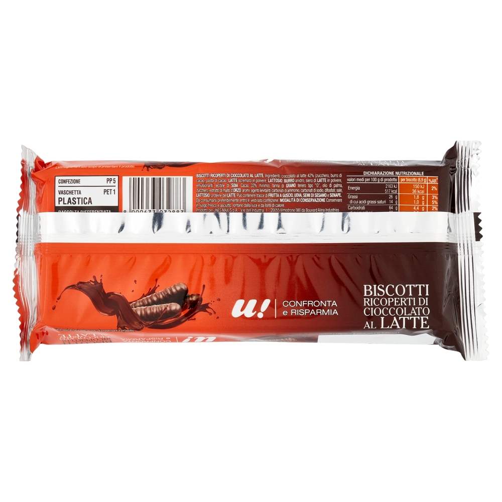Biscotti Ricoperti di Cioccolato al Latte U! Confronta e Risparmia