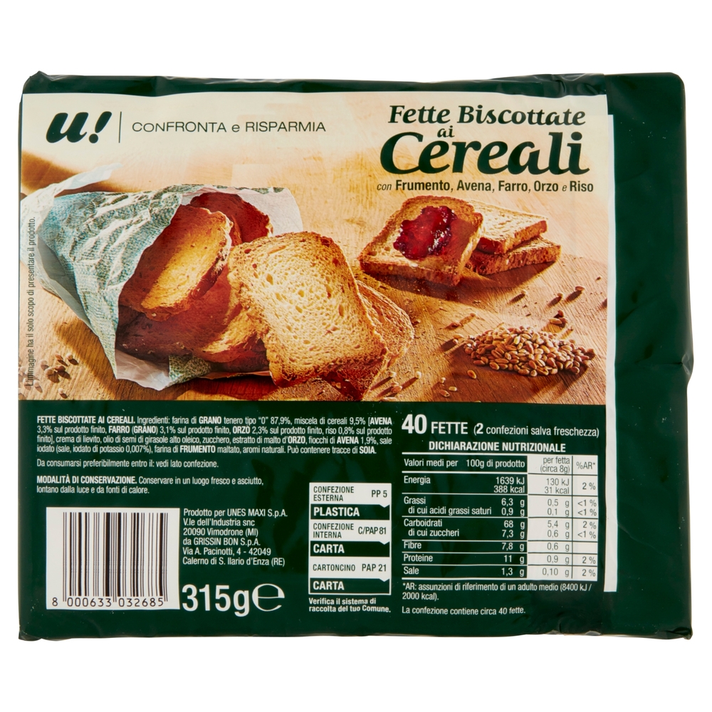 Fette Biscottate ai Cereali U! Confronta e Risparmia