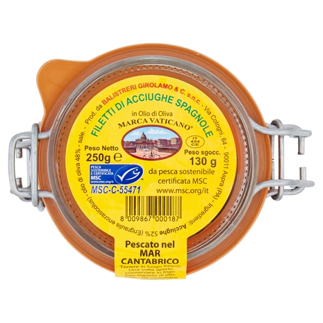 Marca Vaticano Filetti di Acciughe Spagnole in Olio di Oliva 250 g