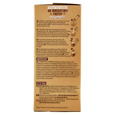 NESCAFÉ Cappuccino Solubile, 10 Bustine 140g